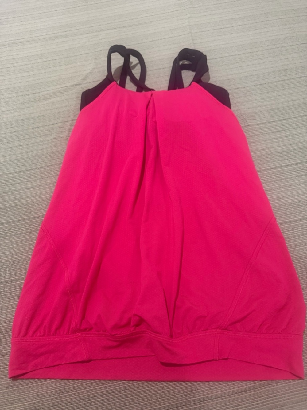 lululemon athletica Black and Pink Activewear Top with Reflective Logo